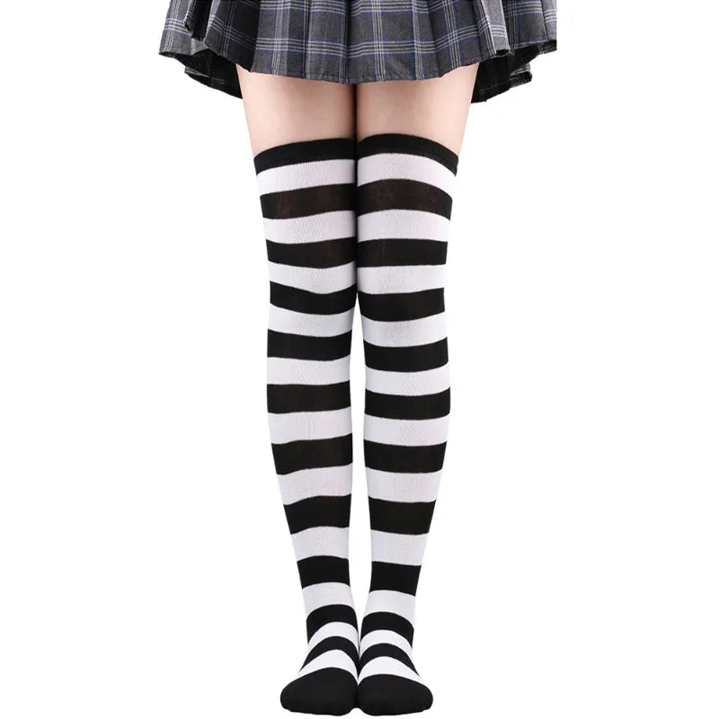 Lolita Striped Knee High Stockings – Cosplay Anime Socks Knee High Stockings Babs