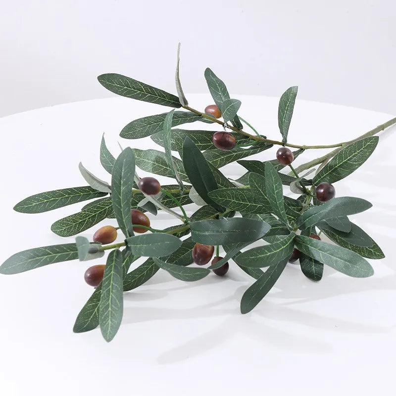 Artificial Olive Branch with Fruits – Faux Plant Home Décor Artificial Plant Branch Babs Green 2 1 piece