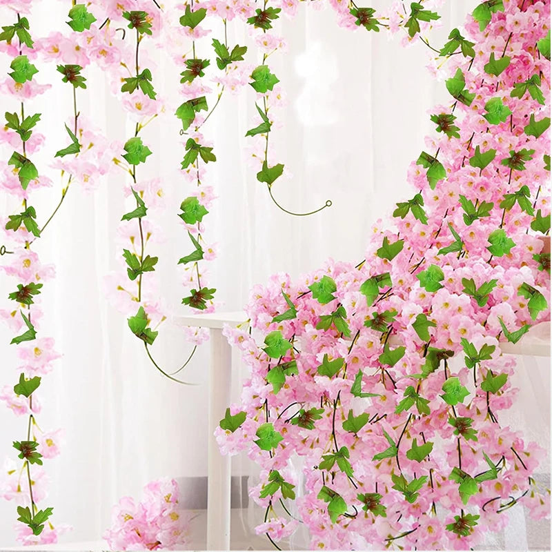 Artificial Cherry Blossom Sakura Hanging Garland | Silk Vine Silk Flower Garland Babs