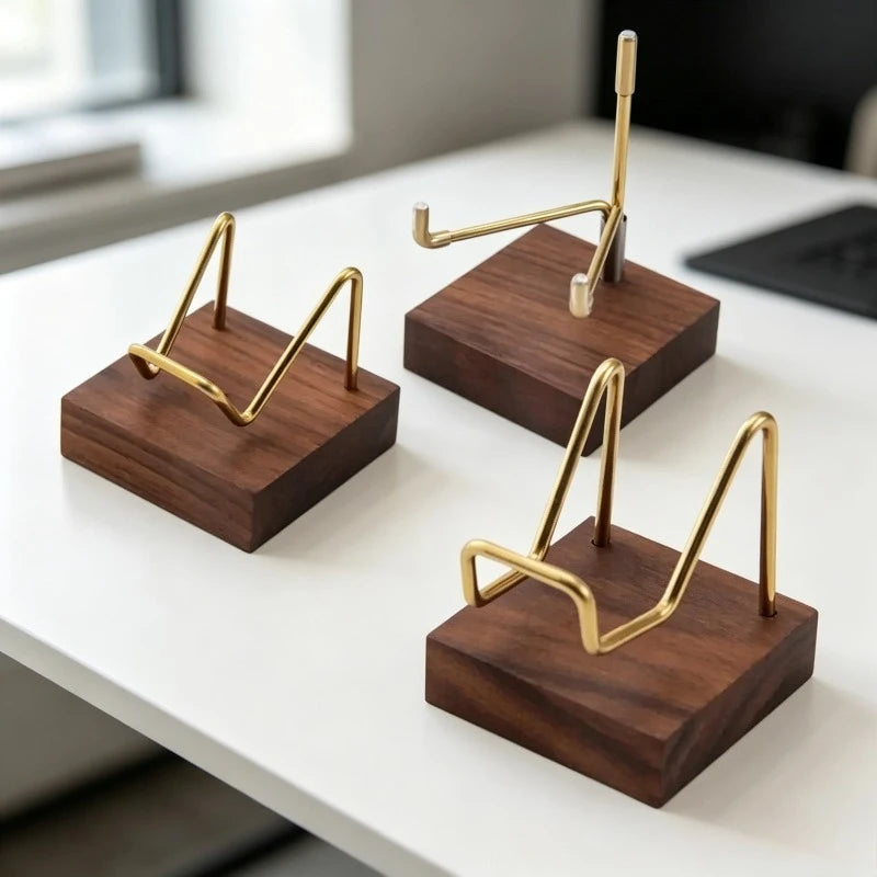Wooden Base Brass Arm Display Stand Easel for Minerals & Gems Mineral Display Stand Babs