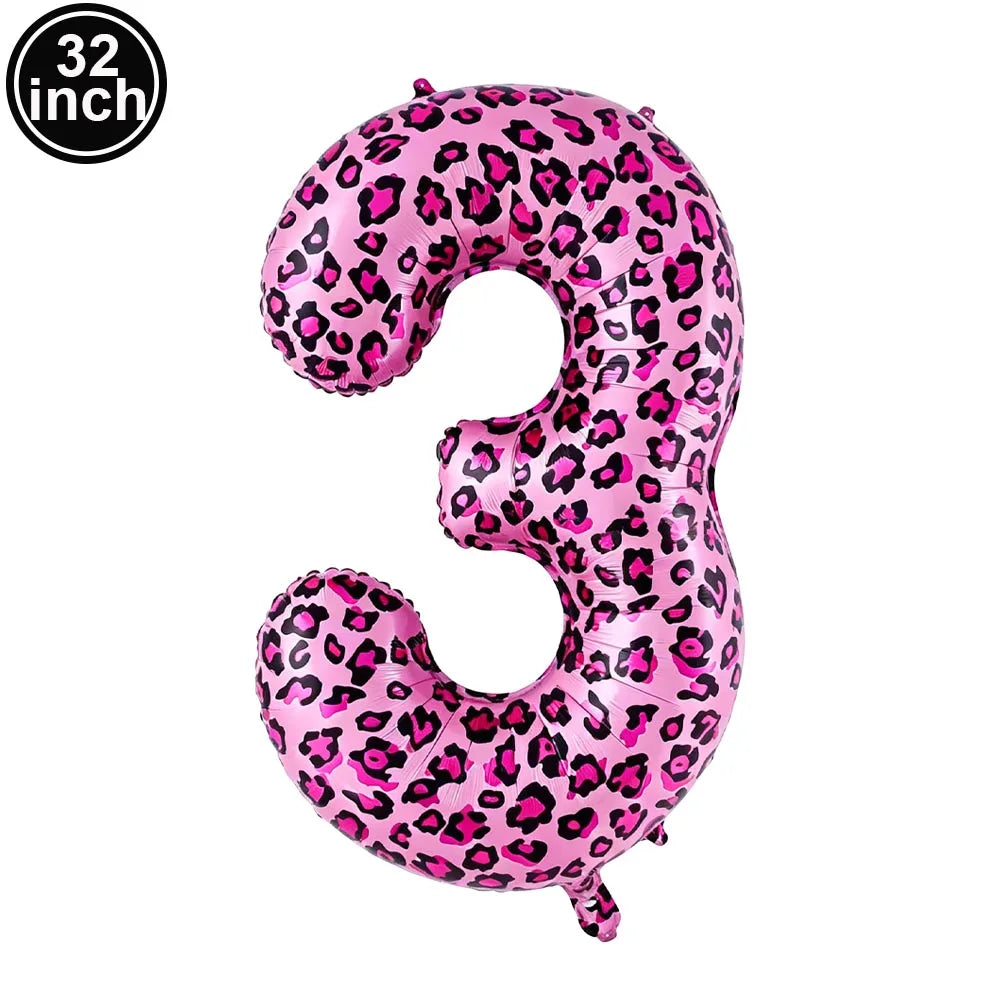 Pink Leopard Print 18th Birthday Party Decor – Balloons & Banner Party Decoration Set Babs VIOLET/紫罗兰 as show