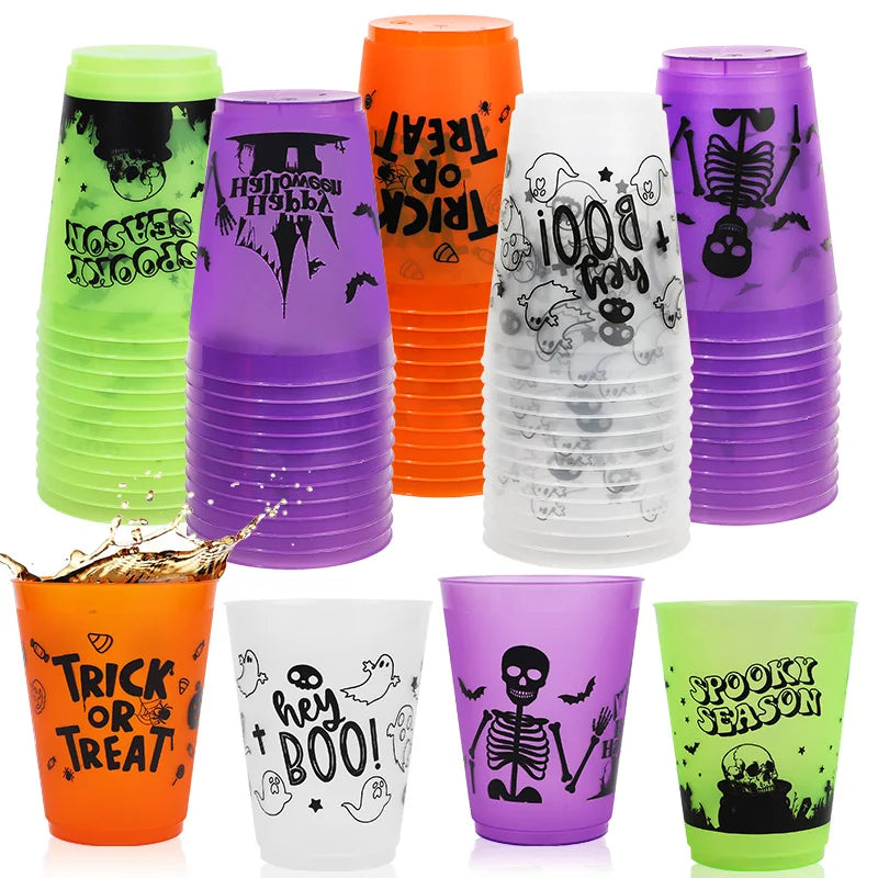Halloween Skull Plastic Cups Boo Party Drinkware 8/16 Pack Halloween Party Cups Babs