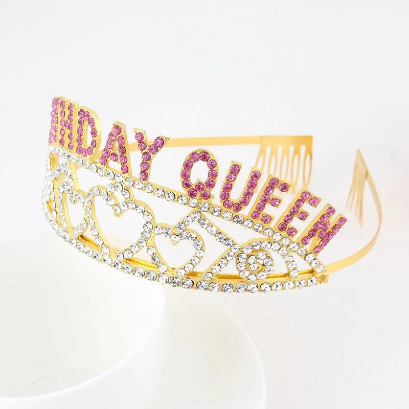 Queen Rhinestone Crown Tiara – Silver & Gold Princess Cosplay Rhinestone Crown Tiara Babs