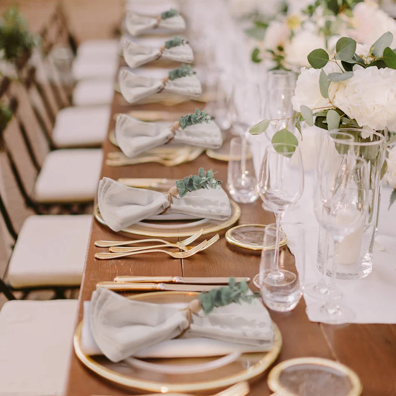 Eucalyptus Napkin Rings with Wood Beads | Wedding Table Décor Napkin Rings Babs