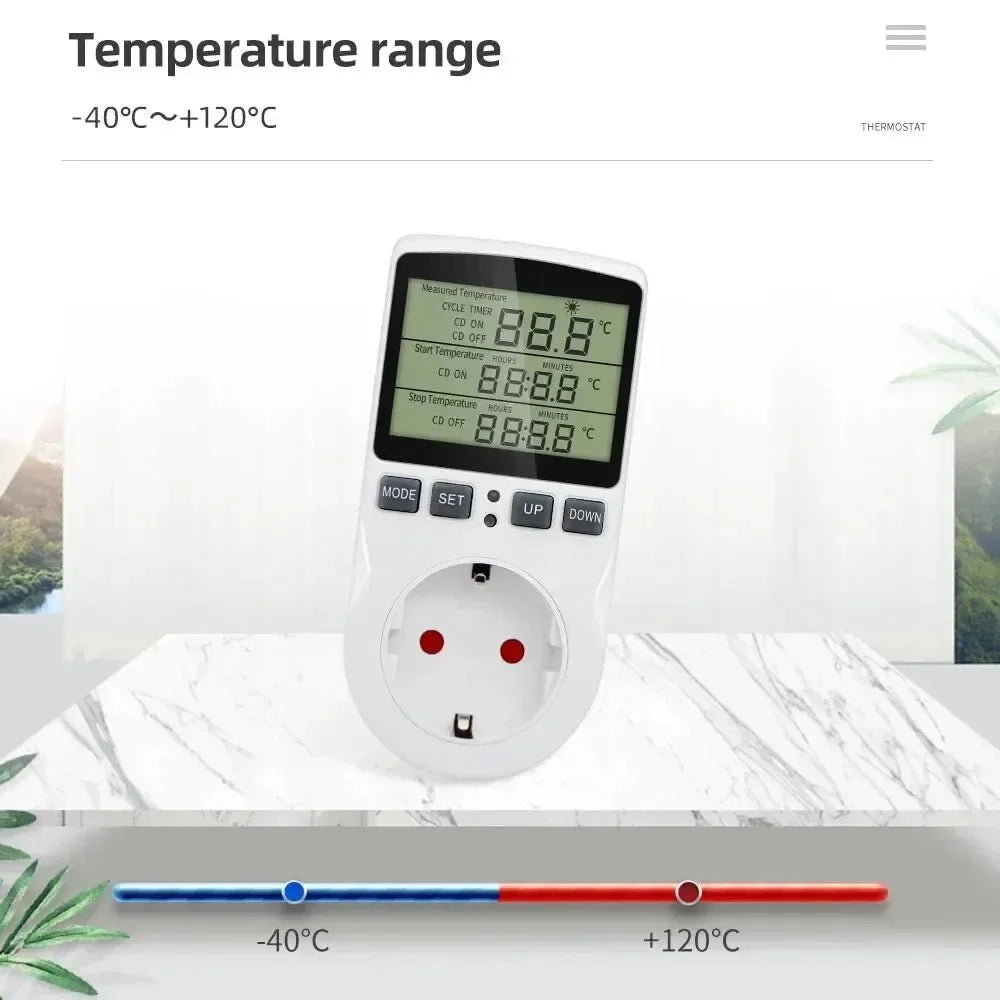 Digital Thermostat Socket with Timer – Heating & Cooling Thermostat Controller Socket Babs