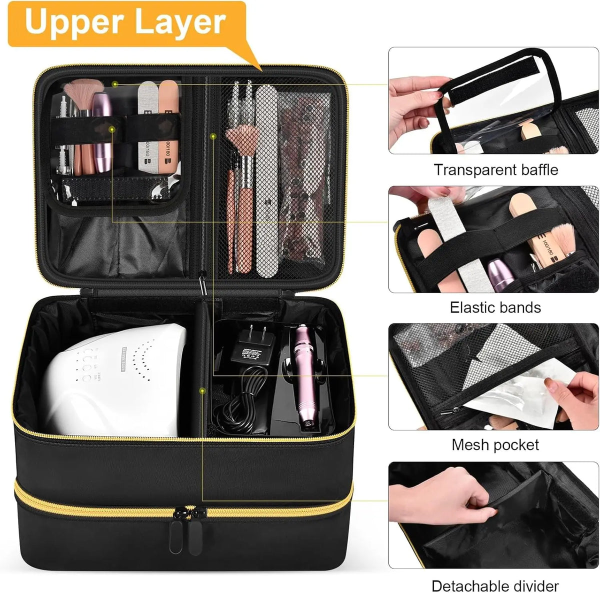 Nail Polish Organizer Case – Holds 40 Bottles, Double Layer Nail Storage Case Babs