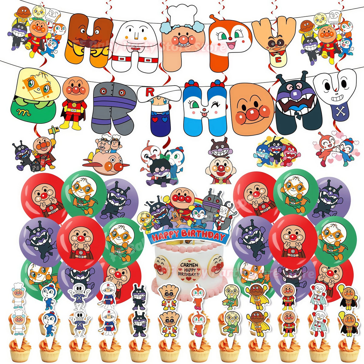 Anime Hero Birthday Party Decoration Set – Balloons, Banner & More Party Decoration Set Babs 1set A