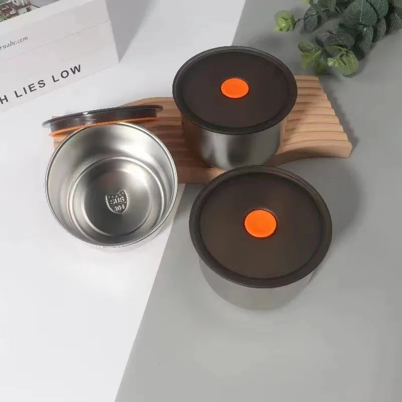 Round Leak-Proof Stainless Steel Lunch Box & Food Storage Food Storage Container Babs black-1pc