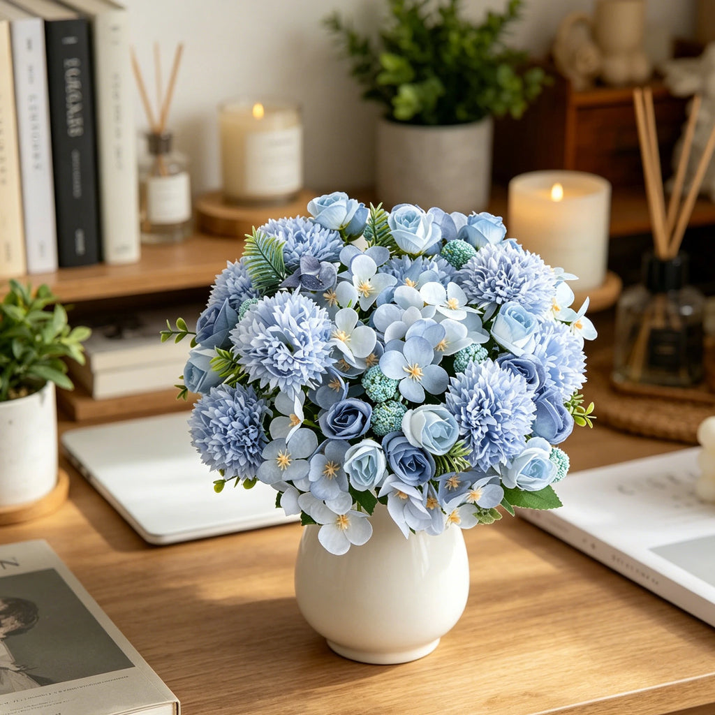 Artificial Silk Rose & Chrysanthemum Bouquet | Wedding Home Decor Artificial Flower Bouquet Babs