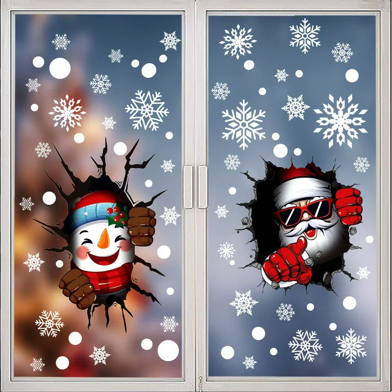 Christmas Window Stickers – Santa, Snowflakes & Elk Cling Decor Christmas Window Stickers Babs S02