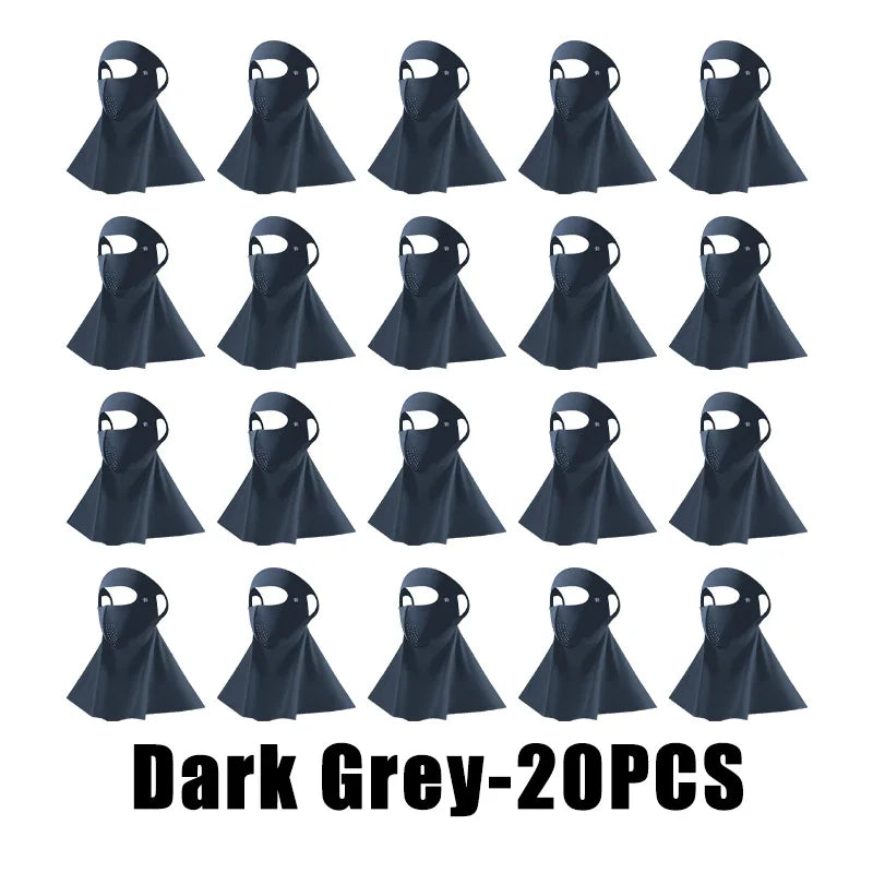 UPF50+ Ice Silk Sun Protection Mask & Neck Scarf – Anti-UV Sun Protection Mask Babs Dark Grey 20PCS