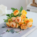 Artificial Silk Rose Bouquet – Wedding & Home Décor Gift Artificial Flower Bouquet Babs YELLOW 1 pc