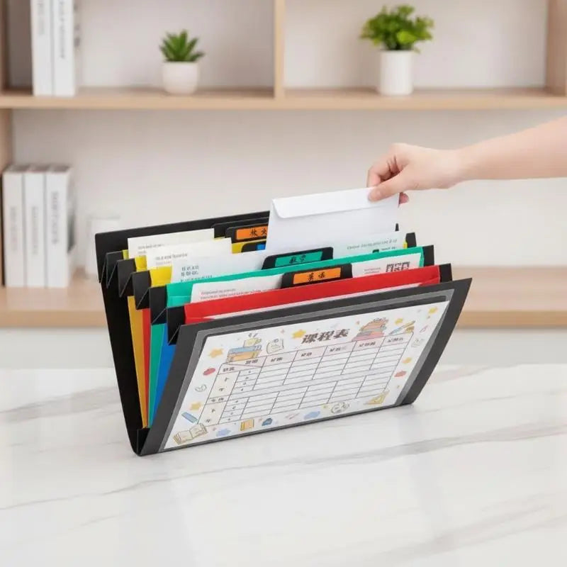Wall-Mounted 6-Pocket Hanging File Organizer – Rainbow PP Hanging File Organizer Babs
