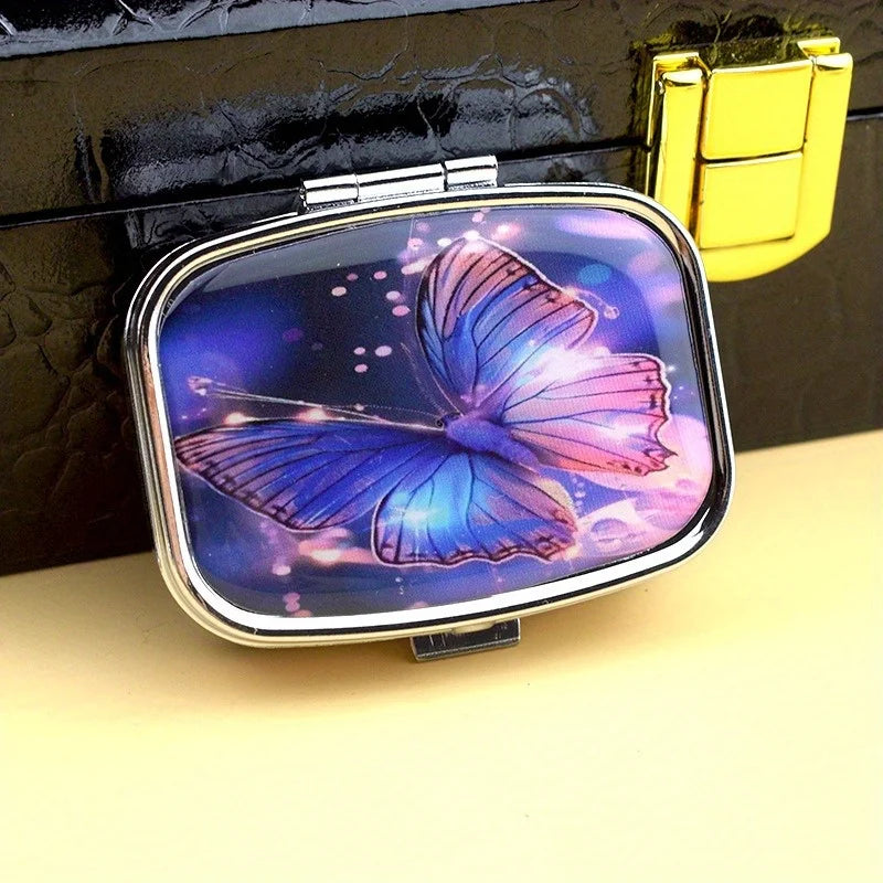 Portable Metal Pill Case 2-Compartment Travel Organizer Box Pill Case Organizer Babs purple
