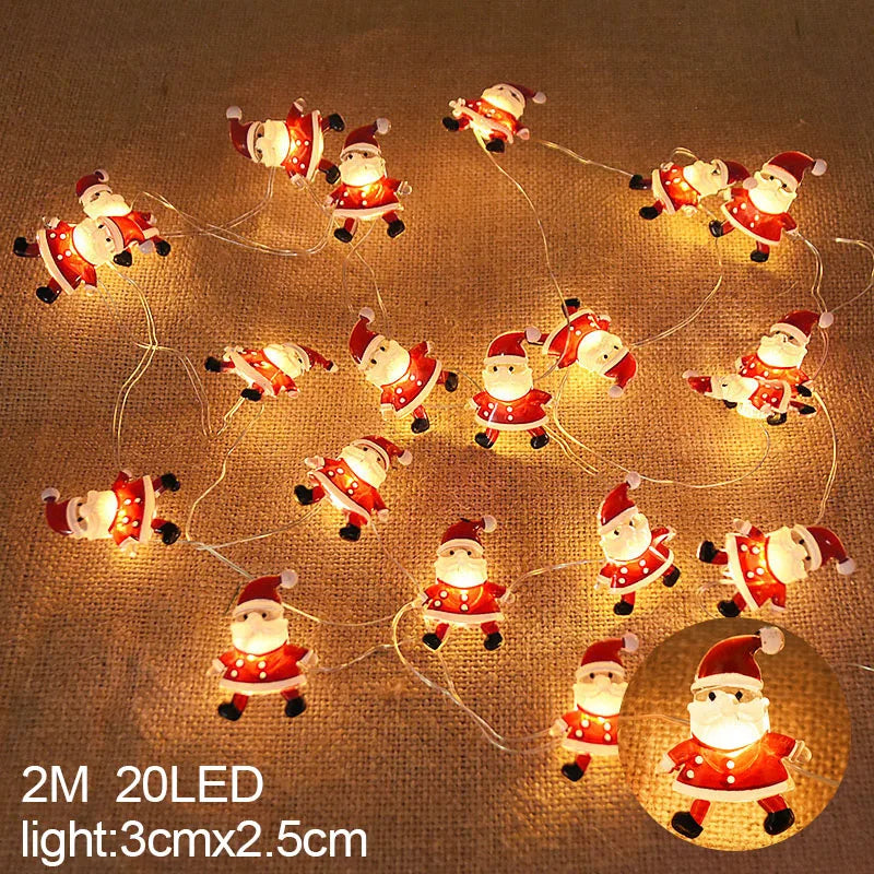 2M 20-LED Santa Snowflake String Lights – Christmas Tree Decor Christmas String Lights Babs Santa Claus