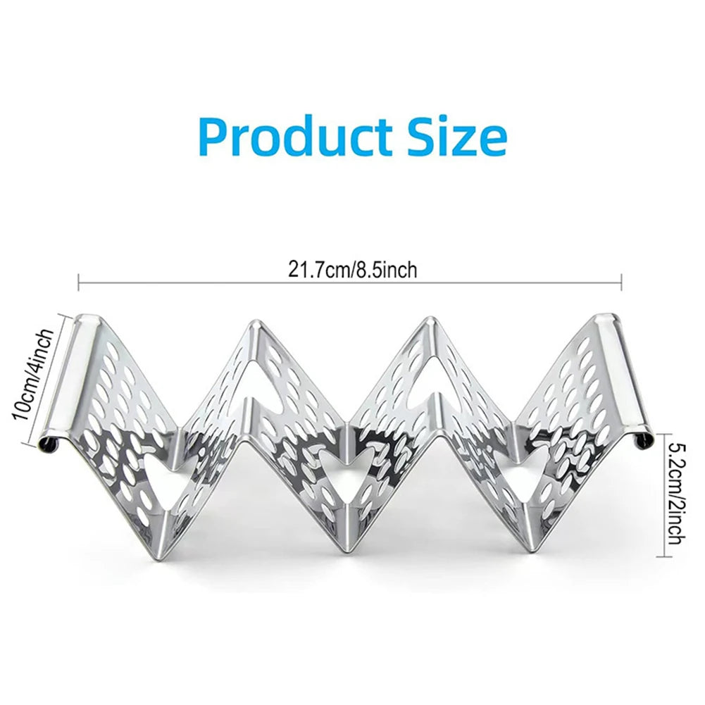 Stainless Steel Taco Holder Stand | Wave Tray Rack for 3 Tacos Taco Holder Stand Babs