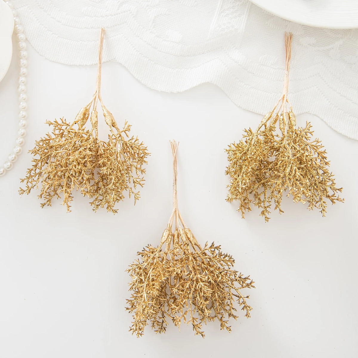 Artificial Golden Flowers – Wedding, Holiday & Home Décor (1/5pcs) Artificial Flower Decor Babs