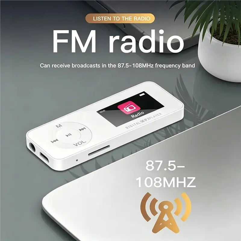 Portable MP3 Player with Screen, Built-In Speaker & FM Radio Portable MP3 Player Babs