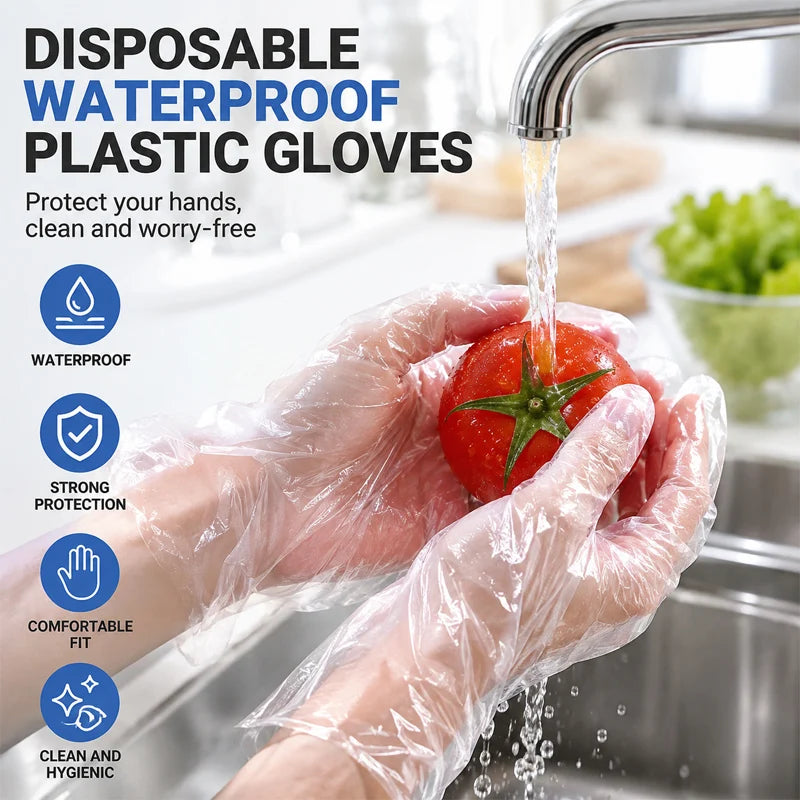 86cm Disposable Waterproof Gloves – Kitchen, Garden & Hair Dye Disposable Protective Gloves Babs