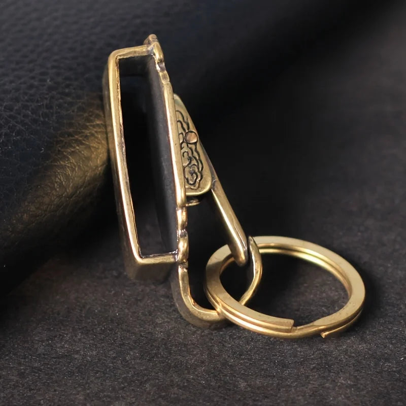 Vintage Pure Brass Belt Buckle with Keychain Clip Brass Belt Buckle Babs