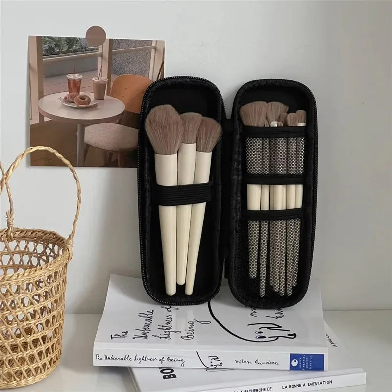 Black Waterproof Makeup Brush Bag – Double Zipper Travel Case Makeup Brush Bag Babs