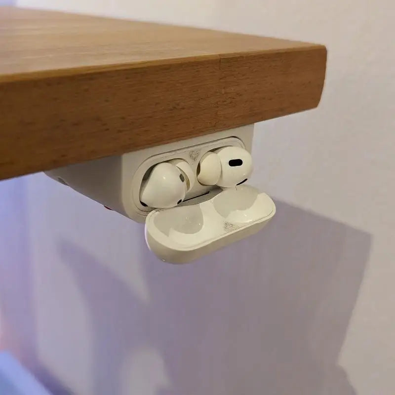 Under Desk Earphone Charging Dock – No-Drill Case Holder Earphone Case Dock Babs