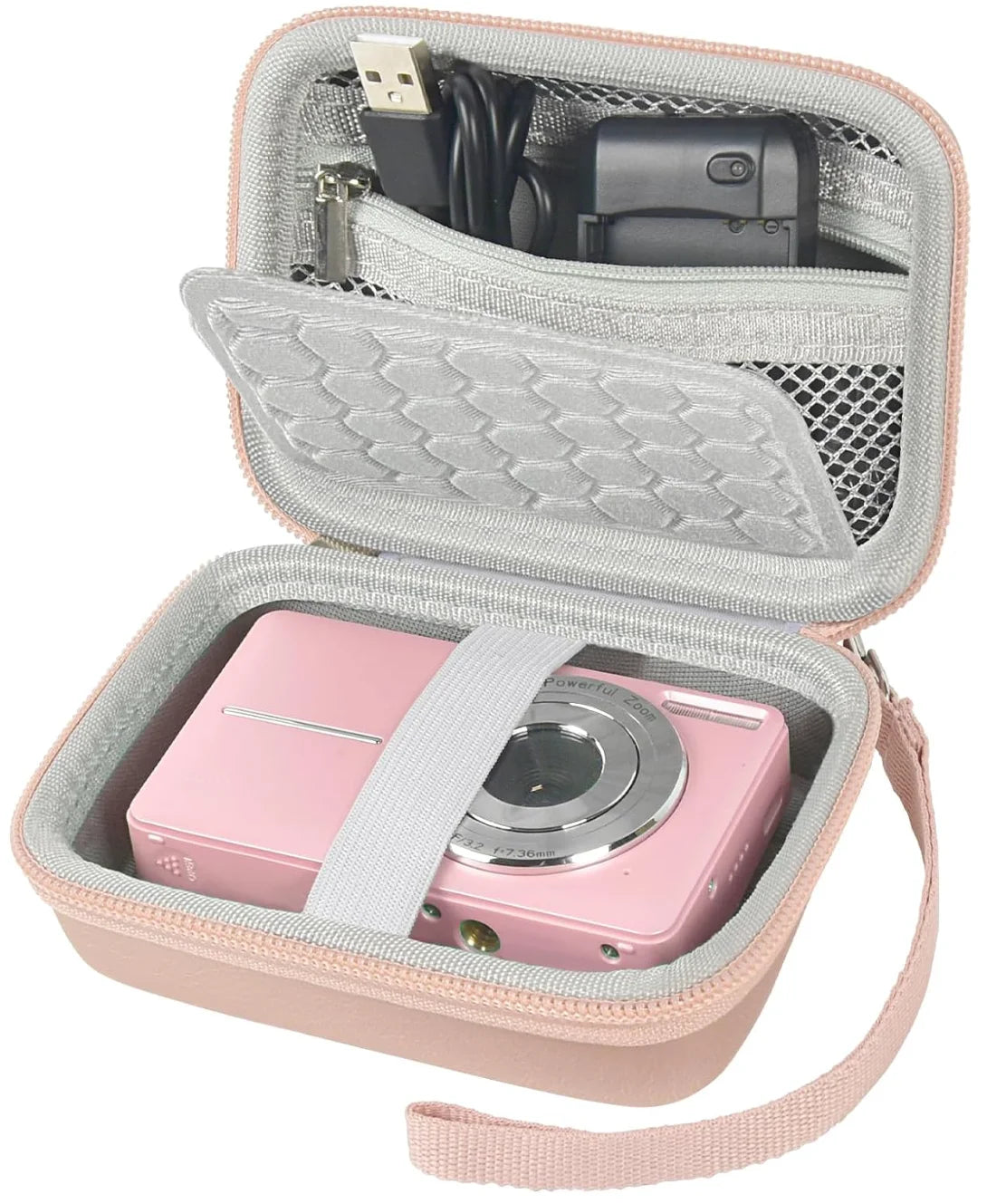 EVA Hard Shell Vlogging Camera Case for Kids & Teens Camera Carrying Case Babs Rose Gold