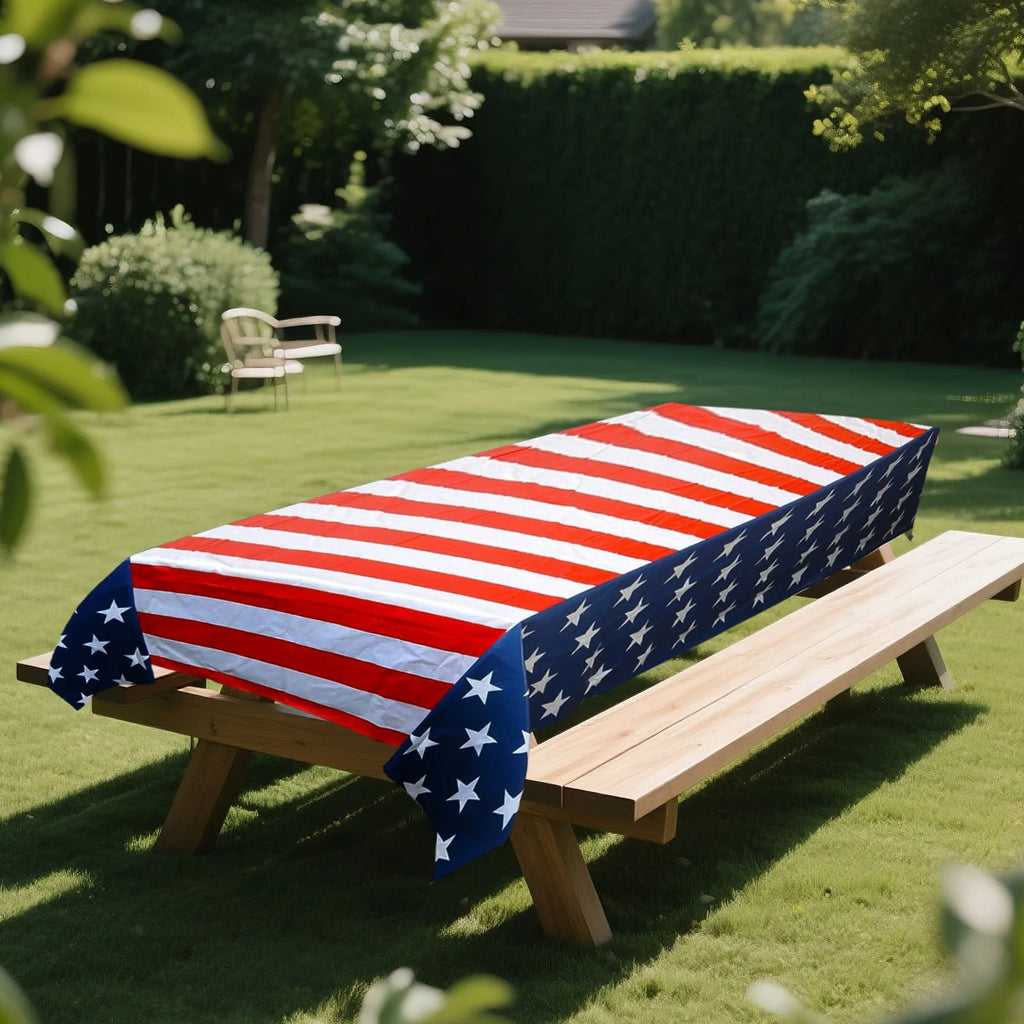 USA Flag Disposable Tablecloth – Patriotic 54×108" Table Cover Disposable Tablecloth Babs