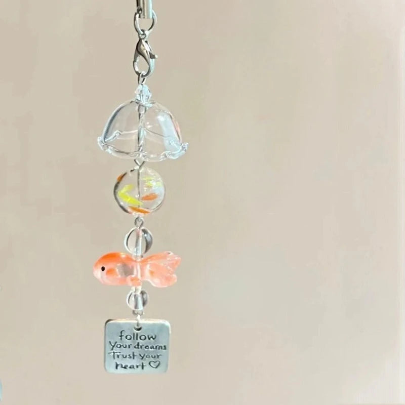 Goldfish Handmade Bead Pendant – Fish Wind Chime Bag Charm Bead Pendant Charm Babs GJ-026-1