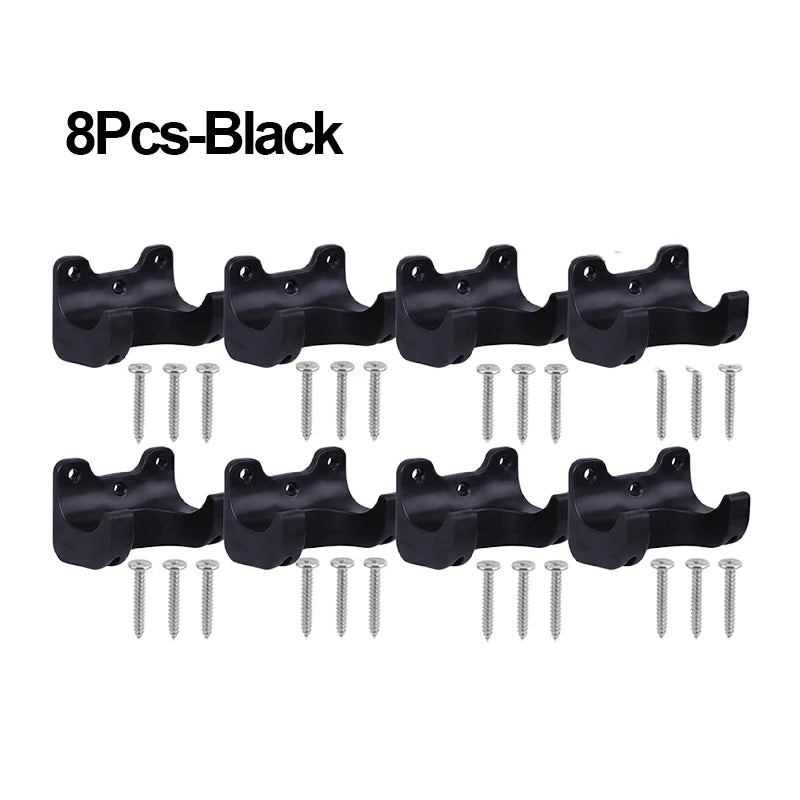 Wall Mounted Garden Tool Storage Rack with Hooks & Screws Tool Storage Rack Babs 8Pcs-Black