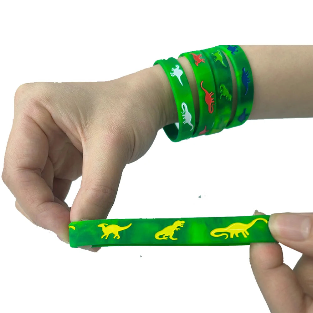 Dinosaur Silicone Wristbands – Dino Party Favors 6–36 Pcs Party Favor Wristbands Babs