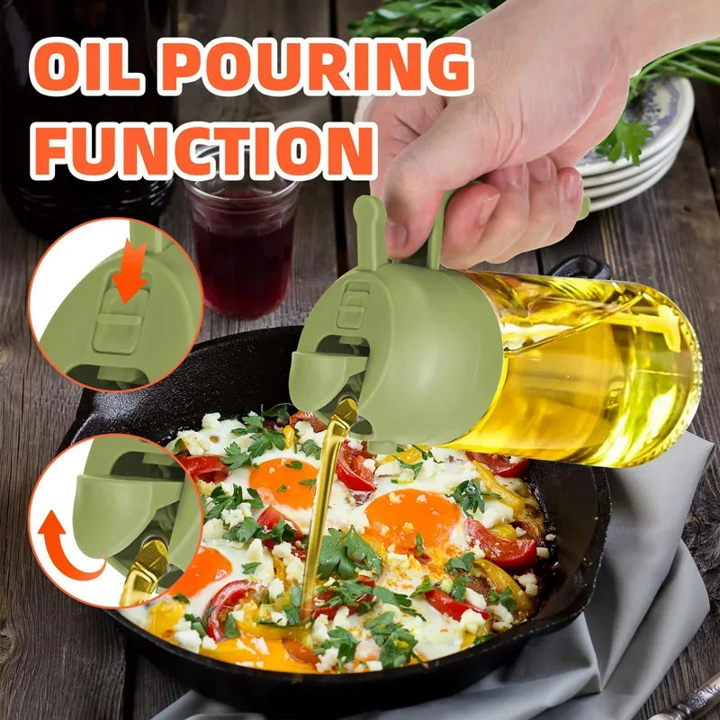 2-in-1 Glass Oil Sprayer & Dispenser Bottle 450ml Kitchen Oil Sprayer Dispenser Babs