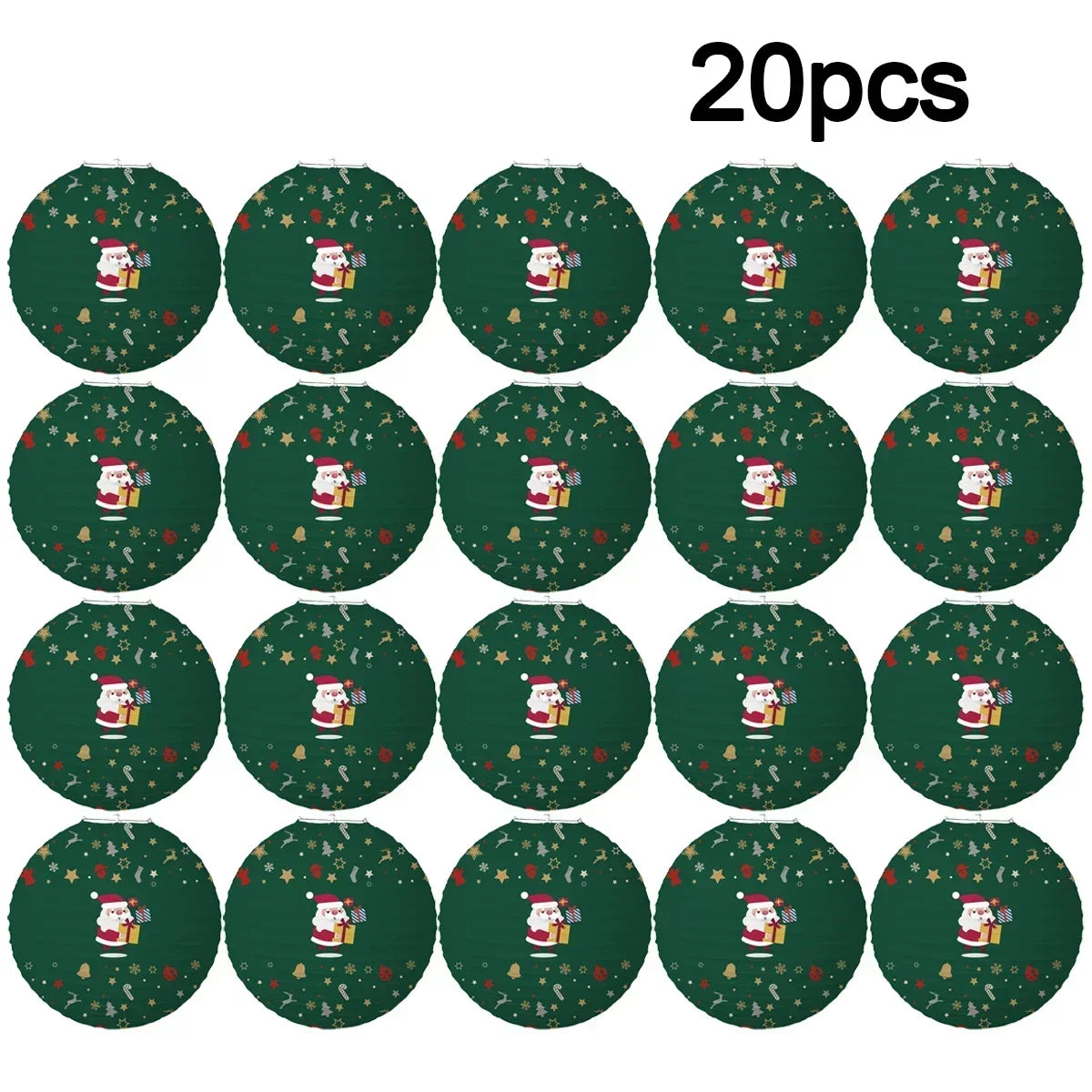 Holiday Paper Lantern Decor Set – Party & Christmas Ornaments Paper Lantern Set Babs 30cm Santa Claus 20pcs