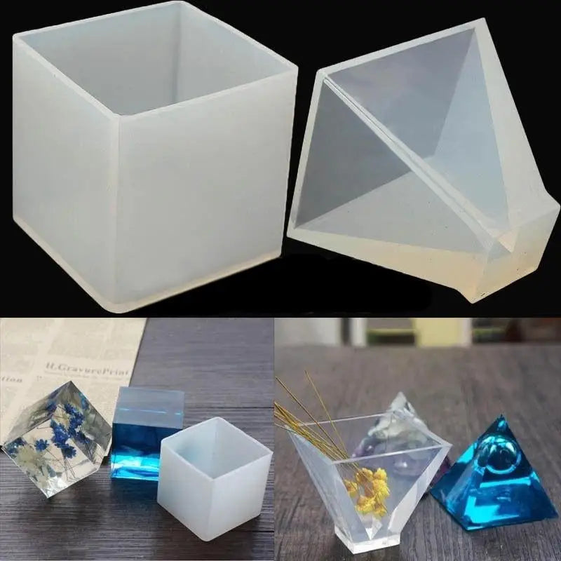 Pyramid & Cube Silicone Resin Mold Set – Crystal Jewelry Making Silicone Resin Mold Babs 1and2