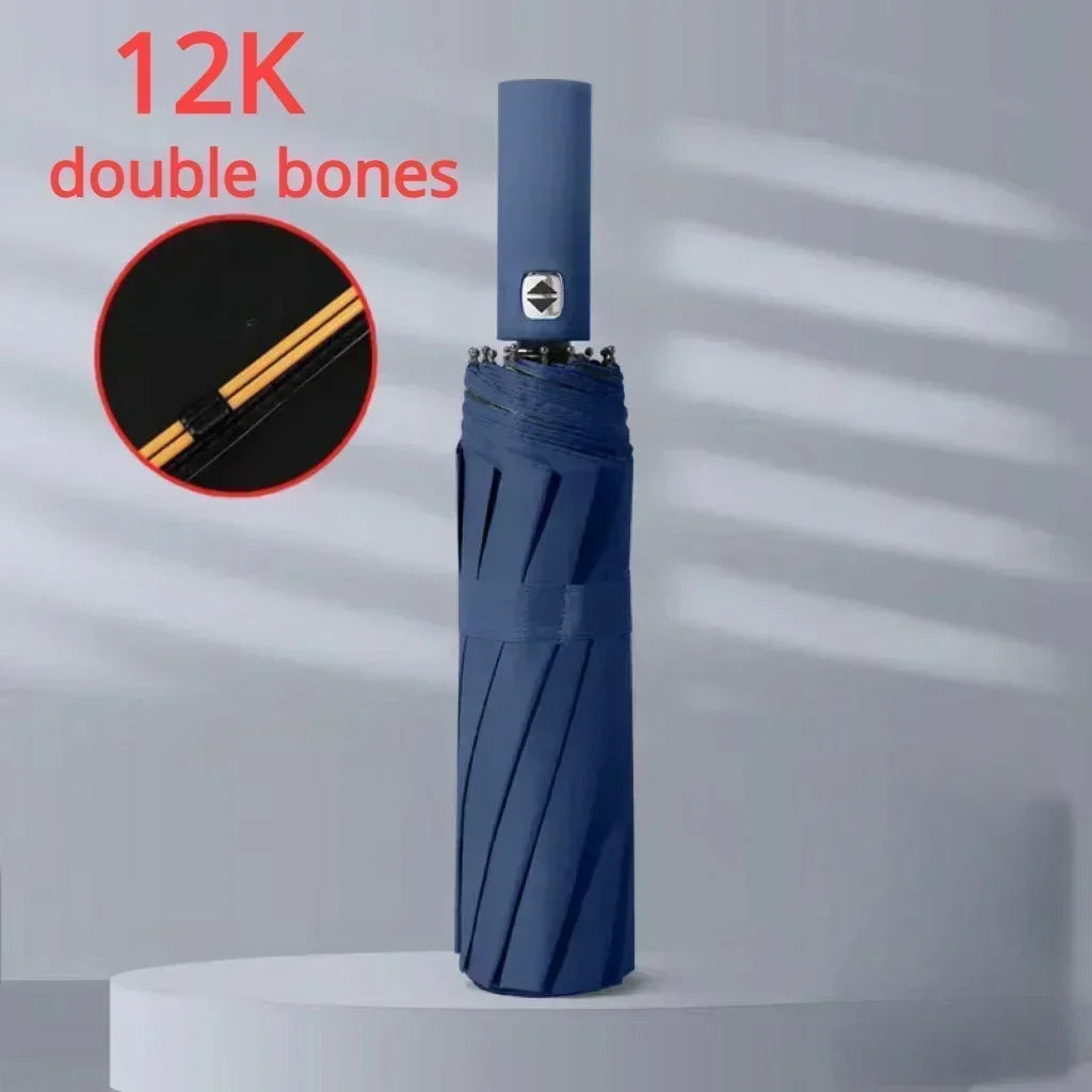 16K Double-Bone Windproof Folding Umbrella – UV Sun & Rain Folding Umbrella Babs navy-24bones 24K Iron