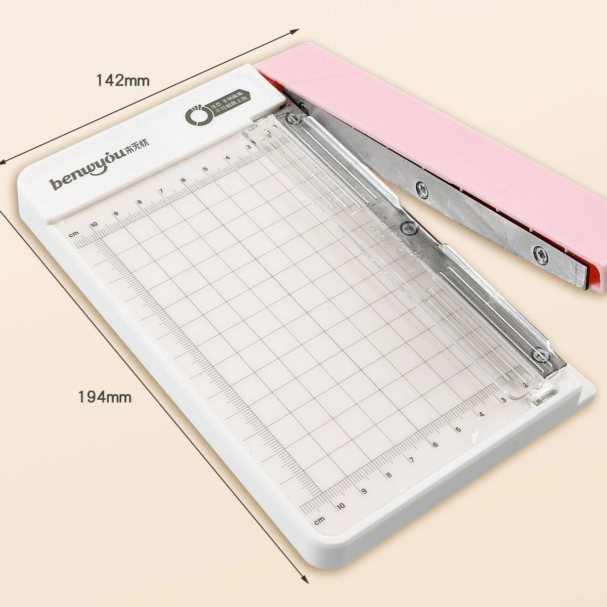 Manual Paper Cutter Push Trimmer with Scale Ruler | Portable Paper Trimmer Babs Pink