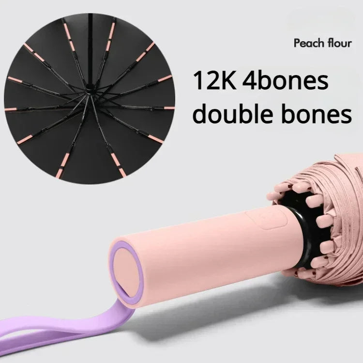 16K Double-Bone Windproof Folding Umbrella – UV Sun & Rain Folding Umbrella Babs pink-72bones 24K Iron