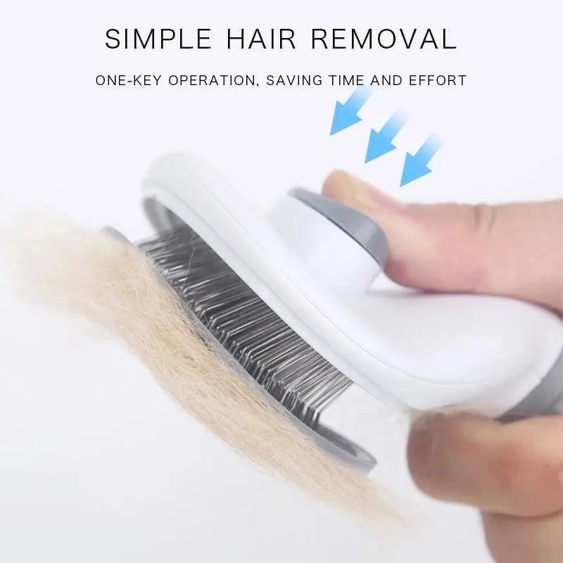 Self-Cleaning Pet Slicker Brush | One-Click, 60° Needles Pet Grooming Brush Babs