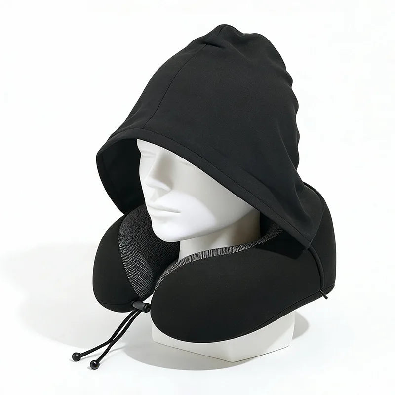 Memory Foam U-Shaped Travel Neck Pillow with Storage Bag Travel Neck Pillow Babs black-B