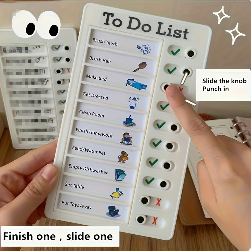 Kids Chore Chart Slide Knob – Visual Daily Routine Board Kids Chore Chart Babs