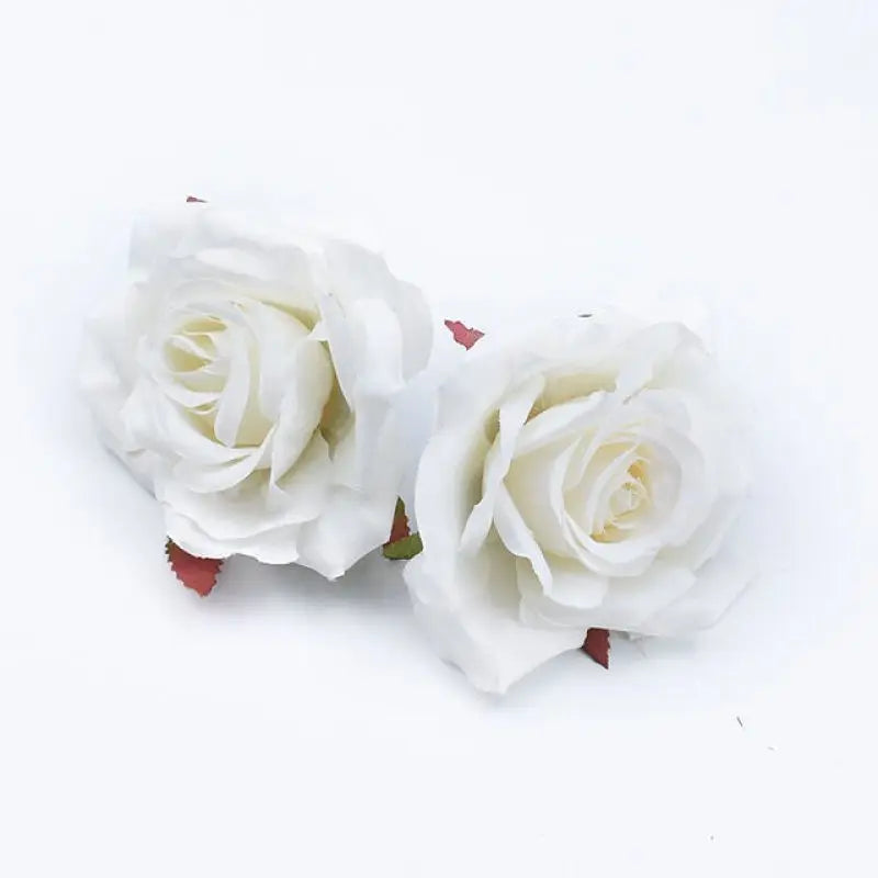 Silk Rose Artificial Flower Heads – Wedding & Home Décor Artificial Flowers Babs WHITE 30pcs