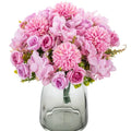 Silk Rose & Chrysanthemum Artificial Bouquet 29cm | 1-4pcs Artificial Flower Bouquet Babs PURPLE 4PCS