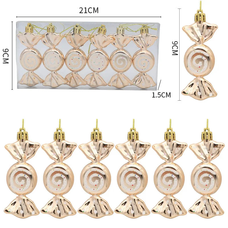 6-Piece Christmas Candy Tree Ornaments Set – Holiday Pendants Christmas Tree Ornaments Babs D
