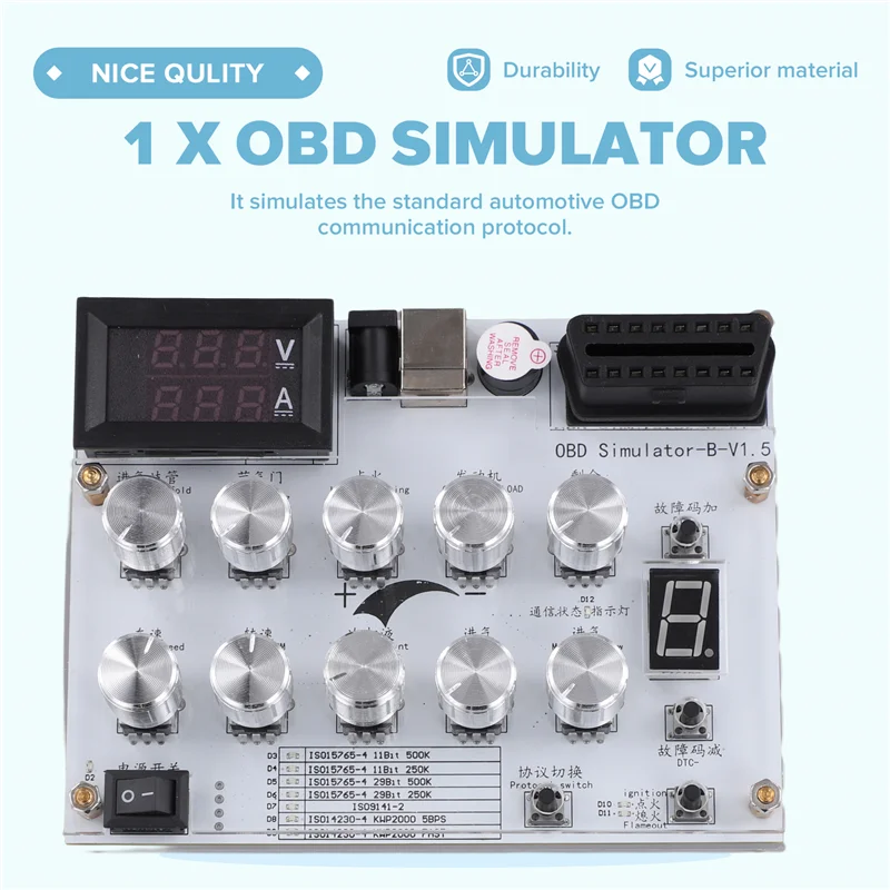 OBD Simulator for ECU & IoV Development – 7 Protocols, 12 Params OBD Development Simulator Babs