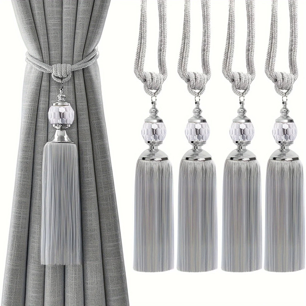 Crystal Tassel Curtain Tie Backs with Bead Buckles – Set of 2 Curtain Tie Backs Babs