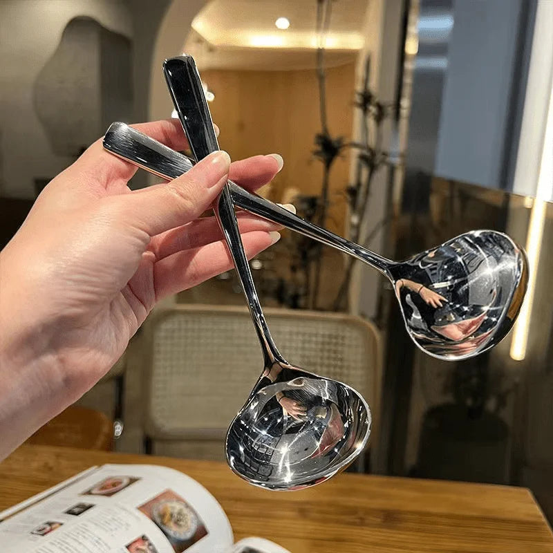 Stainless Steel Large Spoon – Long Handle Soup & Porridge Kitchen Serving Spoon Babs