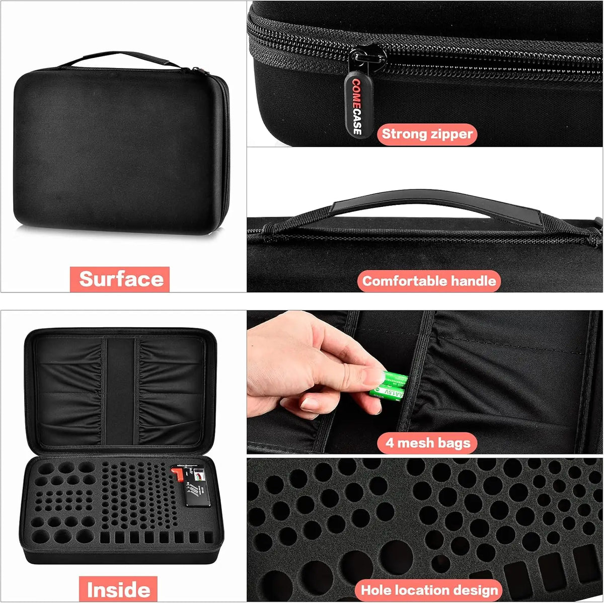Battery Organizer Storage Box – Holds 140+ Batteries + Tester Battery Storage Case Babs
