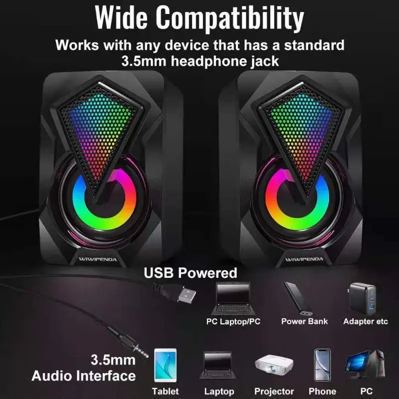 Mini RGB Desktop Speaker USB 3.5mm for PC Laptop Monitor Desktop RGB Speaker Babs