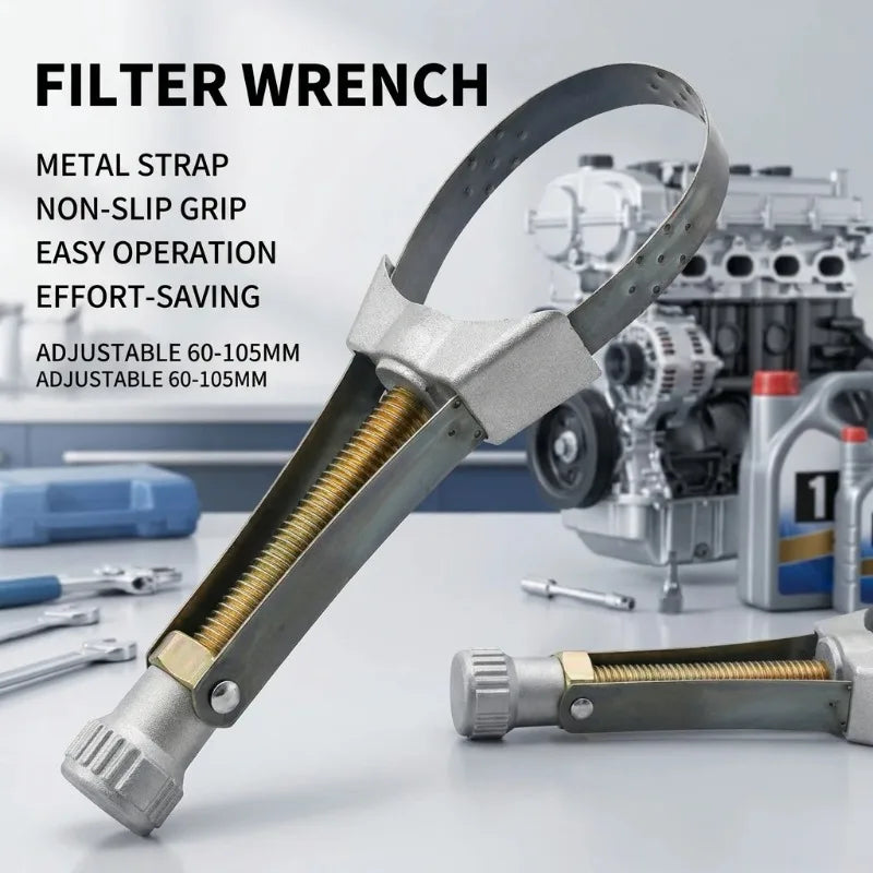 Adjustable Strap Oil Filter Wrench – Flexible Belt Removal Tool Oil Filter Wrench Babs