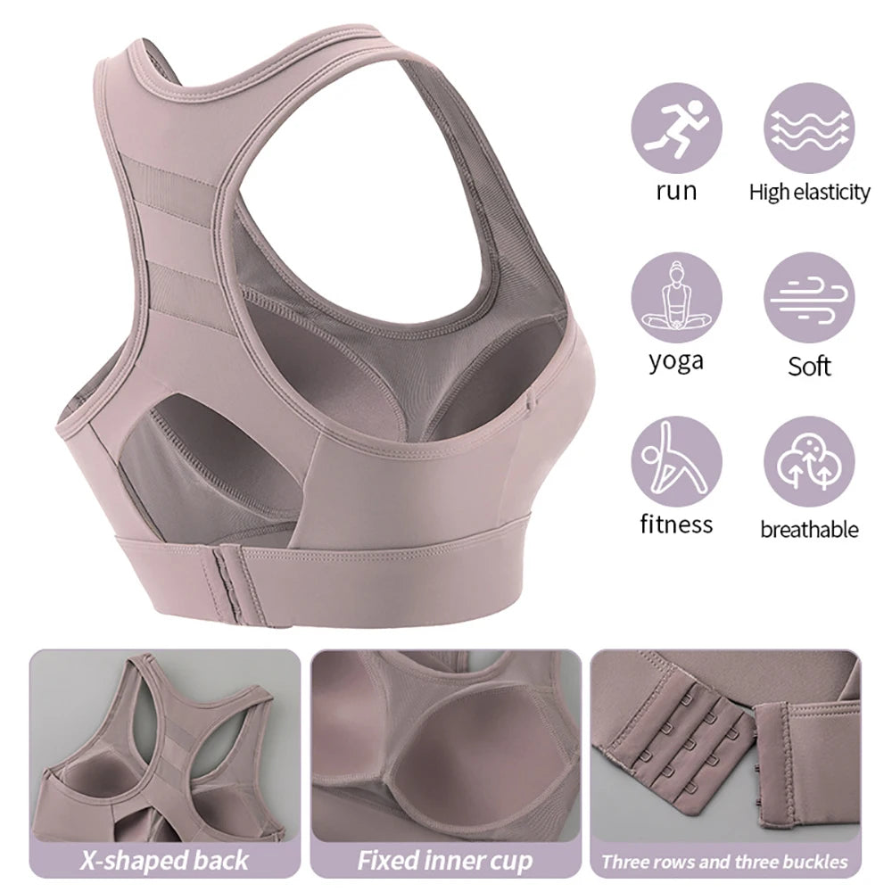 Women's High Impact Sports Bra – Push Up Racerback Yoga Top Sports Bra Babs
